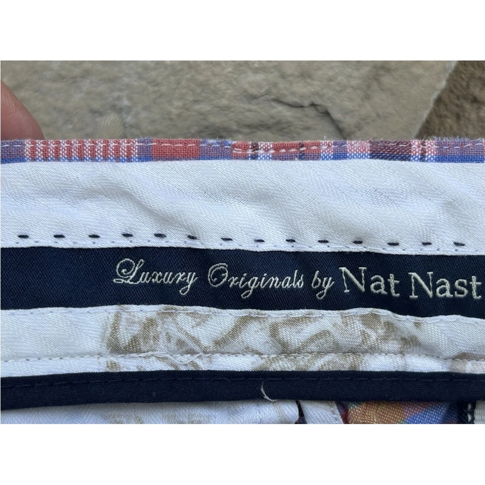 Nat Nast Shorts Mens Size 36 Blue Yellow‎ Red Plaid Cargo Pockets Cotton - Picture 10 of 11